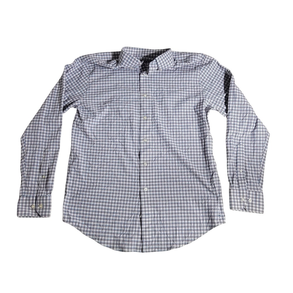 Peter Millar Crown Crafted Mens Large Plaid Button Down Shirt Blue Purple